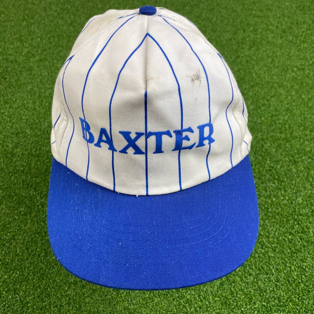 Vintage Blue White Striped Baxter Baseball Cap Hat
